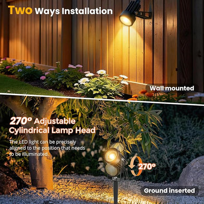 Plug and Play Low Voltage Landscape Lighting Kit with Extension Cables, 8Pack 65FT Wired Landscape Lights with Smart Transformer, Warm White Waterproof Outdoor LED Spotlights for Yard, Garden, Pathway