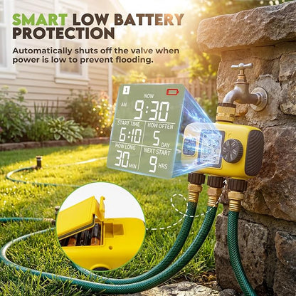 3 Zone Sprinkler Timer for Garden Hose,Garden Hose Timer with Brass Inlet,Programmable Automatic&Manual Irrigation System with LCD Display for Yard/Lawn/Pool,Rain Delay,IPX5 Waterproof