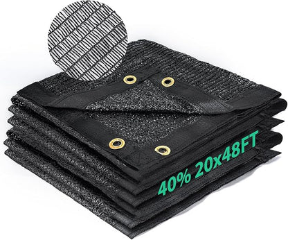 Kesfitt 40% Shade Cloth 20x48 ft, Breathable HDPE Mesh Sun Shade Tarp for Garden & Greenhouse, UV Resistant Outdoor Shade Fabric with Copper Grommets for Plants, Patio, Yard
