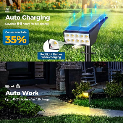WENATY Solar Lights Outdoor Waterproof IP65, [12 Pack/4 Modes] Spot Solar Light for Outside, Dusk to Dawn LED Solar Powered Yard Garden Landscape Lighting Spotlights for Path Patio Walkway, Warm White