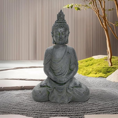 LuxenHome Large Buddha Statue, 22" Meditating Buddhas Garden Statue | Fiber Stone Large Buddha Statue for Outdoor and Indoor Use, Zen Buddha Garden Sculpture for Patio, Backyard, or Deck