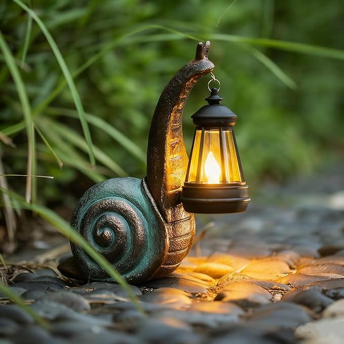 Solar Garden Snail Statue,Lawn Decor Statue for Patio, Balcony, Yard Ornament - Mothers Day Gifts for Mom Grandma Women