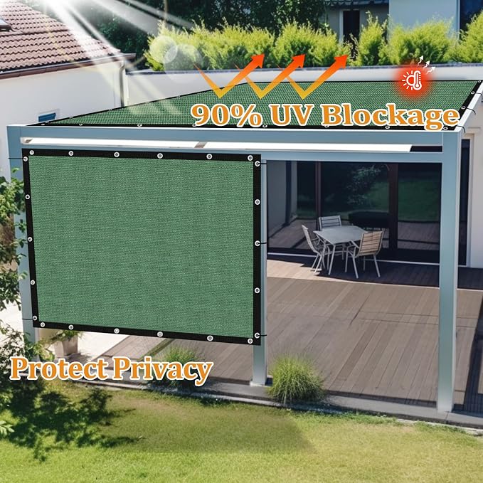 Shade&Beyond Customized Size 90% Sun Shade Cloth with Grommets, 9' X 15' Pergola Shade Cover Canopy, Mesh Tarp Sun Screens for Patio, Outdoor, Garden, Backyard GN01, Green