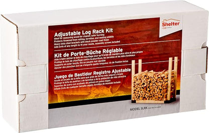 Shelter SLRK Adjustable Length & Height Firewood Storage Log Rack/Holder Kit, Powder Coated Heavy Duty All Steel, Adj. L x 14" D x Adj. H, Black