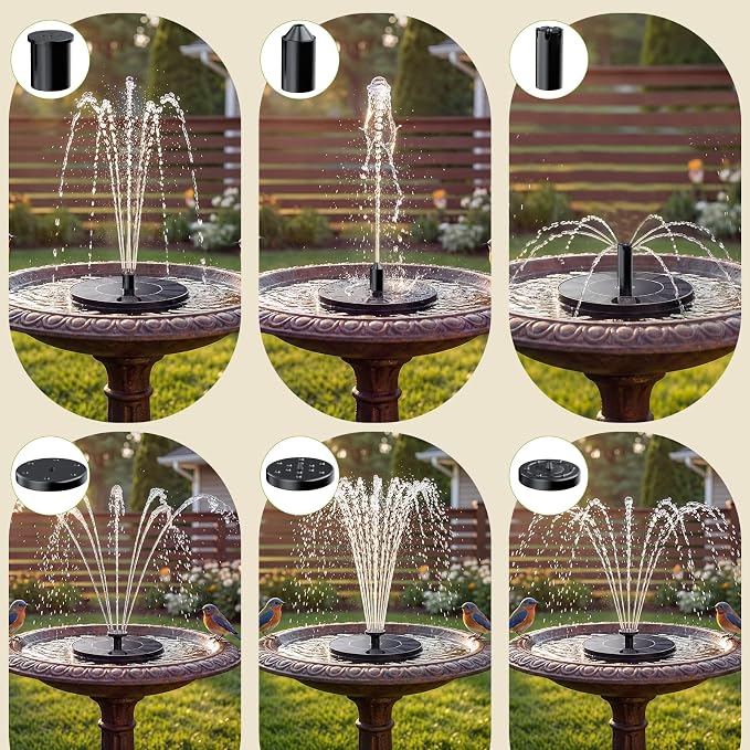 AISITIN Solar Fountain Pump with 6 Nozzles, 2026 Solar Bird Bath Fountains, Upgraded Floating Solar Water Fountain for Garden, Pond, Pool & Outdoor