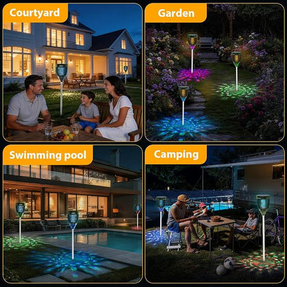 Rossetta Solar Bug Zapper Outdoor, Mosquito Zapper with Flame Lamp & Projector Light, 4200V Electric Fly Zapper Waterproof Rechargeable Mosquito Killer, Cordless Fly Trap for Patio, Backyard, Garden