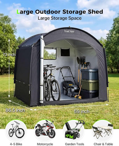 Bike Storage Shed Tent,Bike Cover Waterproof Outdoor Storage Shed with 30% More Top Storage Space for 4-5Bikes,Portable Bicycle Shelter for Motorcycle,Garden Tools,Lawn Mower