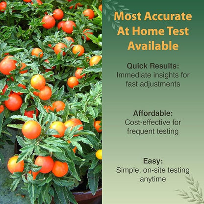 Premium Soil Test Kit: 40 Complete Tests for Lawns, Gardens, and Vegetables. Tests for Ammonia Nitrogen, pH, Phosphorus, and Potassium.