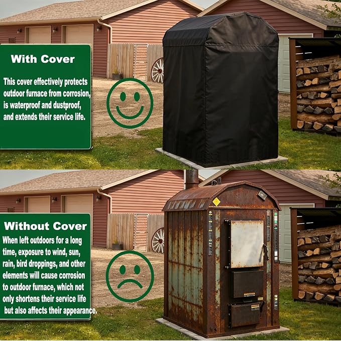 600D Thick Large Outdoor dust Cover Suitable for Central boilers, Garden Storage Sheds, Solar Sheds, Tool Storage Sheds, etc(L-69 * 90 * 97(in))