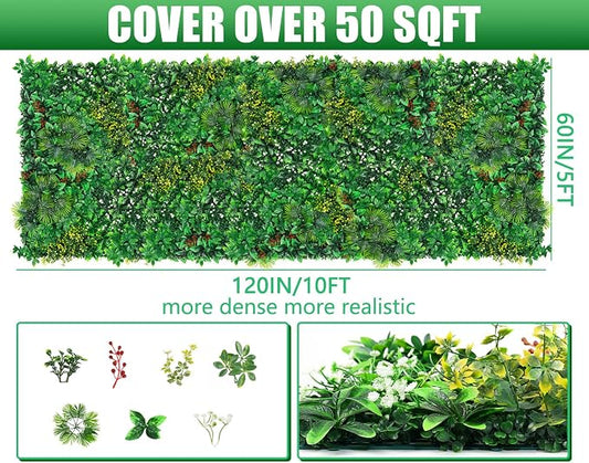Grooy Artificial Boxwood Roll Panels, Grass Wall Panels Privacy Hedge Fence Screen for Outdoor Indoor Wedding Décor, 60"x120"(50 SQFT)