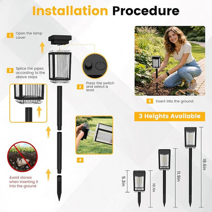 Solar Pathway Lights, 8 Pack Solar Powered Garden Lights Waterproof IP65, 3 Brightness Modes 10-40 LM Outdoor Light for Lawn Patio Walkway Driveway Decor Landscape Lighting (Warm White)