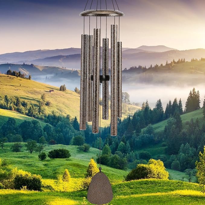 FSVGYY Wind-Chimes-Outdoor-Deep-Tone, Large Soothing Melodic Tones Windchimes, Wind Chimes for Outside, Memorial Wind Chime Best Gift for Mom Women Grandma Neighbors(32" Brown Coated Aluminum)