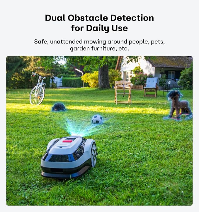 Raccoon 2 SE Robotic Lawnmower for 0.15 Acre, Wire Free Robot Mower with AI Obstacle Avoidance, APP-Free One-Button Operation, 1.18"-3.15" Adjustable Height, Low Noise, Ideal for Small Lawns