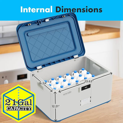 SereneLife Locking Storage Container Bin - 21 Gallon Large Capacity - Stackable Storage Tote Deck Box - Tough Durable Plastic Household Organizer with Lid, and Security Combination Lock