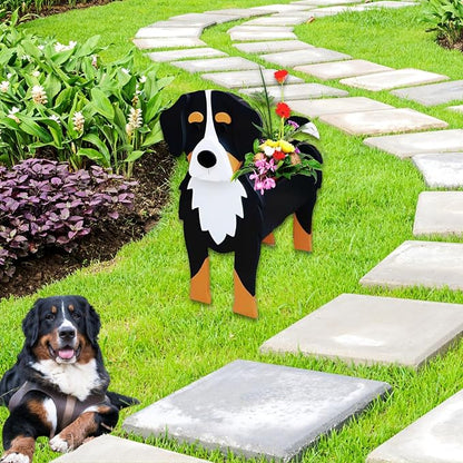 Bernese Mountain Dog Planter Pots, 9.84 x 7.3 x 17 Inches | Large Dog Flower Pot, Cute Animal Shaped Plant Pot, Gifts for Women & Pet Lovers, Indoor Outdoor Garden Home Office Decor