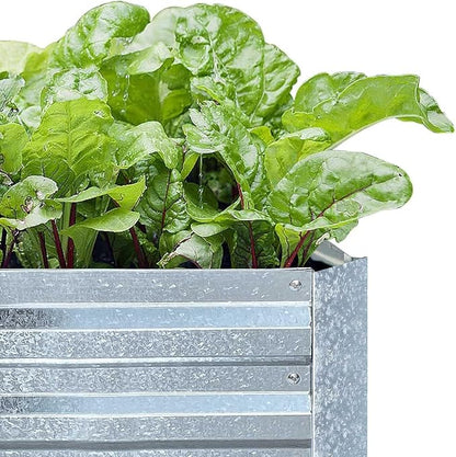 Galvanized Raised Garden Beds 2-Pack (8x4x1ft Each) – Flat Panel Design with 4 Support Bars, Heavy-Duty Metal Planter Box for Vegetables, Herbs, Flowers, Budget-Friendly Steel Garden Kit