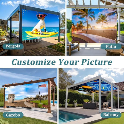 Shade&Beyond Custom Design Patio & Gazebo Backdrop Screen, Full-Color Printed PVC Shade Cloth with UV Resistant, Sun Shade Cover for Outdoor, Garden, Backyard, Balcony, GN01