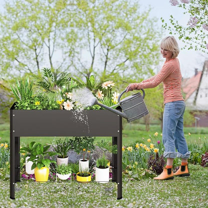 PROXRACER Raised Garden Bed with Detachable Legs Elevated Metal Planter Box for Growing Fresh Herbs Vegetables Flowers Succulents&Other Plants for Outdoor Backyard Patio Deck Balcony Black L