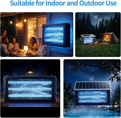 2026 Solar Mosquito Zapper Outdoor Bug Zapper Outdoor | Solar 4500V Waterproof Electric Fly Trap with Panel Sensor & Indoor Insect Zapper for Home Backyard Patio Camping Garden