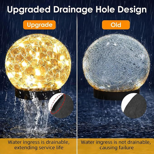 SyouHome Solar Garden Lights Outdoor Waterproof, Landscape Garden Decor | 12 Pack, Auto On/Off Cracked Glass Ball Light, Warm White Solar Globe Lights for Pathway/Patio/Lawn/Yard & Gardening Gift