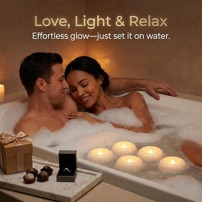 Aignis 24pcs Flameless Candles Waterproof, 200Hr 2.2”LED Tea Lights with Battery, Water-Activated Candles for Pool, Wedding Centerpieces, Bath & Spa, Home Decoration (Elegant White)