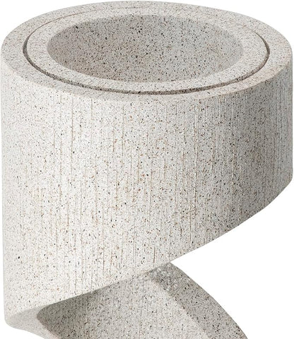 Glitzhome Outdoor Water Fountain with LED Light, Modren Curved Waterfall Fountain with Stone Planter, Faux Terrazzo Spiral Shaped Outdoor Fountains Water Feature for Garden Patio Deck Porch, 40.25”H