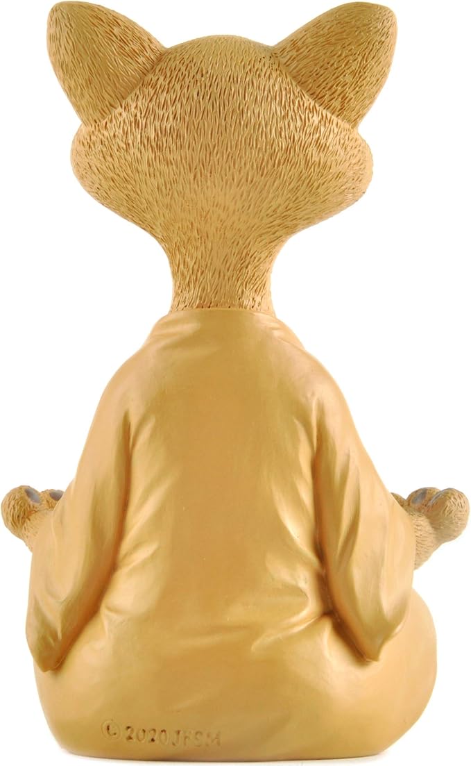 Meditating Happy Cat Statue – Zen Mindfulness Decor for Cat Lovers