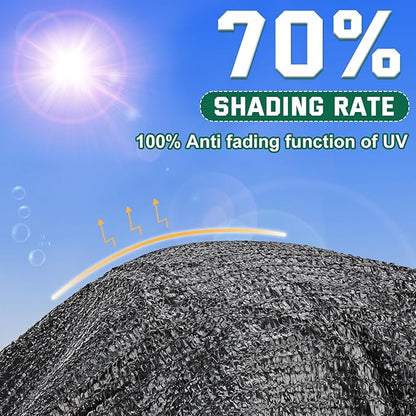 Kesfitt 70% Shade Cloth 20x20 ft, Breathable HDPE Mesh Sun Shade Tarp for Garden & Greenhouse, UV Resistant Outdoor Shade Fabric with Copper Grommets for Plants, Patio, Yard