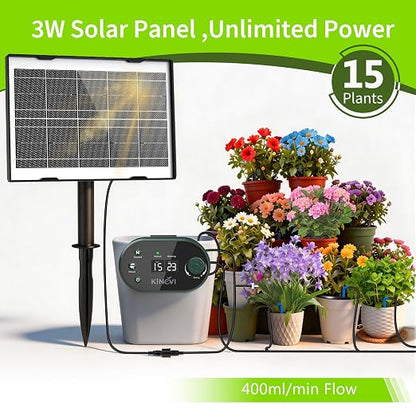 Automatic Plant Waterer Indoor 8W,Self Watering System for 30 Potted Plants, IP54 Waterproof Drip Irrigation System Device Kit,Programmable Water Timer with Smart Humidity Detection