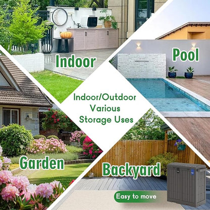 Outdoor Trash Can, 60 Gallon Garbage Can with Tiered Lid and Drip Tray, Waterproof Resin Waste Bin for Patio, Garden, Backyard, Deck, Brown