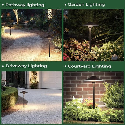 Gardencoin Low Voltage Pathway Lights (8.5'' Shade, 21.5'' Tall)，12V Outdoor LED Landscape Path Lights Wired, Aluminum Pathway Lighting with 3W 2700K Replaceable Bulb for Walkway Garden Yard, 12 Pack