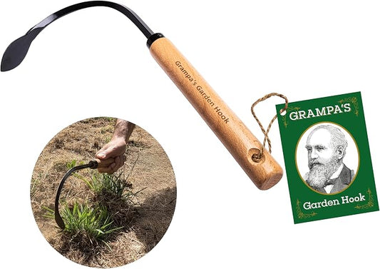 Grampa's Garden Hook - Weed Puller & Gardening Hand Cultivator - Versatile Tool That Functions as Cultivator, Hand Tiller, Weeder, & Edging Tool - Lightweight & Durable