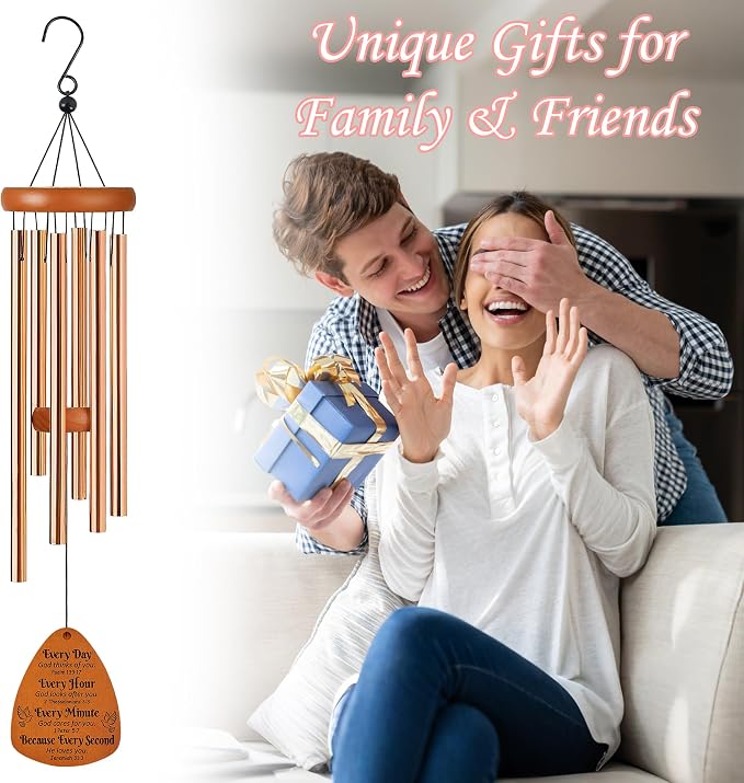 Christian Wind Chimes for Outside, God Blessed Inspirational Bible Verse Windchimes for Garden Patio Yard Decor, Religious Gifts for Women, Men, Christian, Loved Ones