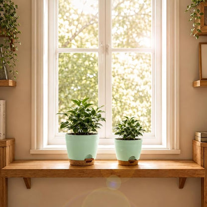Utopia Home Self Watering Pots for Indoor Plants, Planters for Indoor Plants, Multi-Size Flowerpot, Set of 10 Plant Pots with Drainage & Reservoir, 6.8"/6.4"/5.9"/5.5"/4.9" (Olive Green)