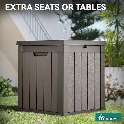 YITAHOME Deck Box | 51 Gallon Weatherproof Outdoor Storage Container for Patio Cushions, Pool Supplies, Garden Tools, Lockable Lid and Side