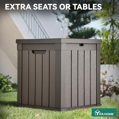 YITAHOME 51 Gallon Outdoor Storage Deck Box | Waterproof Resin Package Delivery and Storage Box with Lockable Lid for Patio Furniture Cushions, Pool Accessories, Garden