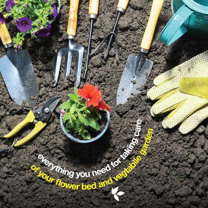 Gardening Tools Set of 10 - Complete Heavy Duty Garden Tools Set with Fashion Handbag - Durable Gardening Supplies Kit Ideal Garden Gifts for Women