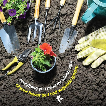 Gardening Tools Set of 10 - Complete Heavy Duty Garden Tools Set with Fashion Handbag - Durable Gardening Supplies Kit Ideal Garden Gifts for Women