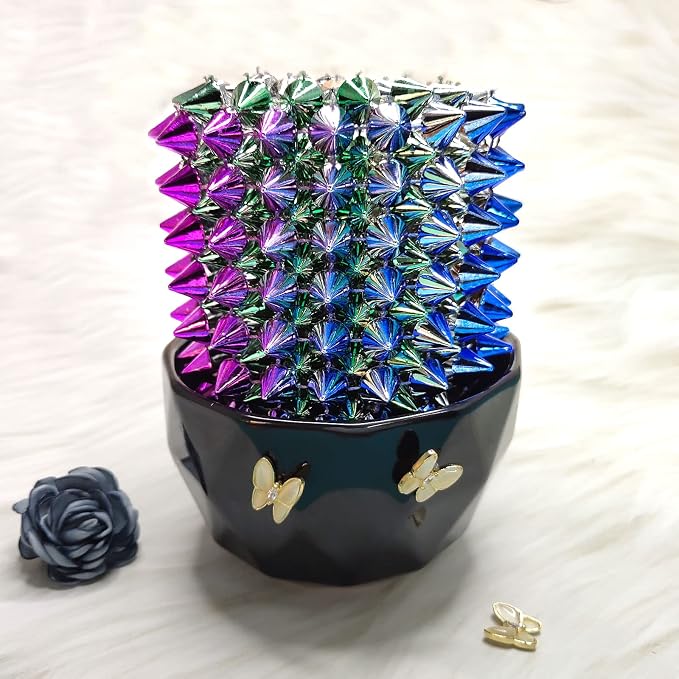 Spike for Crafts Stude for Clothing, 1 Yard Rainbow Spike Stud with Glue, Cone Flatback Plastic Trim Mesh for Holloween Party Decoration Costume DIY Crafts