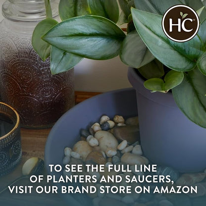 The HC Companies Classic Round Plastic Plant Pot w/Rolled Rim - Lightweight & UV Resistant Flower Pot for Herbs & More - Outdoor & Indoor Plant Pots w/Drainage (14 inch Sandstone, Pack of 1)