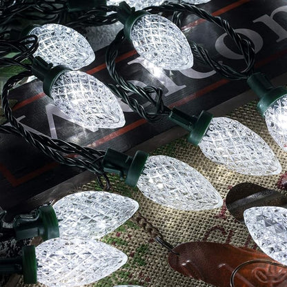 AWQ 100LED 81 FT C9 Christmas String Lights Plug in Fairy Twinkle String Lights 8 Modes Timer Function Waterproof Extendable for Indoor Outdoor Wedding Party Christmas Decoration (100, White)