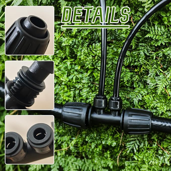 8 PCS 1/2" to 1/4" Drip Irrigation Tee Fittings,4 Way Barbed Tee 1/2 Inch to 1/4 Inch Quick Connect Irrigation Tubing Fittings,Anti-Leak Reducing Splitter Tee Connectors for Garden Irrigation System