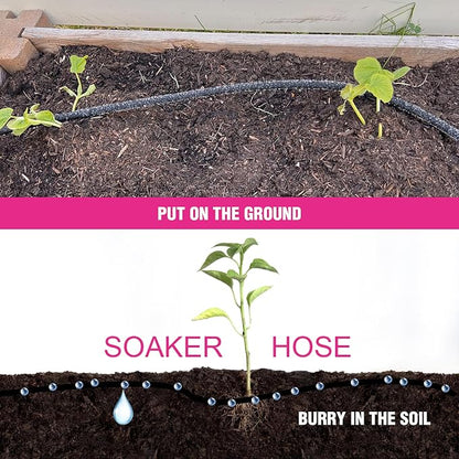 Round Soaker Hose, 1/2 Inch x 75 FT, Heavy Duty Leak-Proof Brass Connectors, Premium Upgraded Material, Efficient Root Watering & Water Saving, Easy Installation for Garden, Lawn & Plants