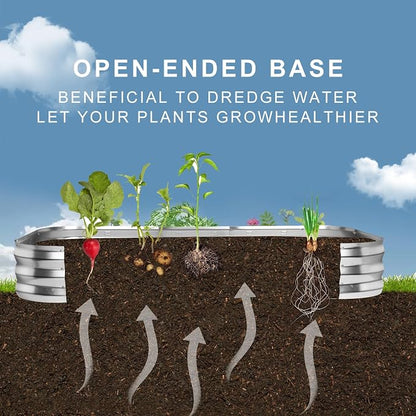 Galvanized Raised Garden Bed Kit with 4 Internal Braces, 67x36x10in Large Metal Planter Raised Beds Outdoor, 0.8mm Thick Steel Outdoor Galvanized Planter with Vents, Silver (2PCS)