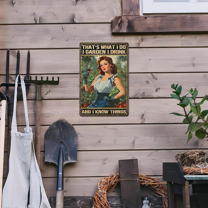 Gardening Vintage Tin Sign That's What I Do I Garden Metal Tin Sign for Home Garden Greenhouse Living Room Bedroom Outdoor Decor 12 * 8inch