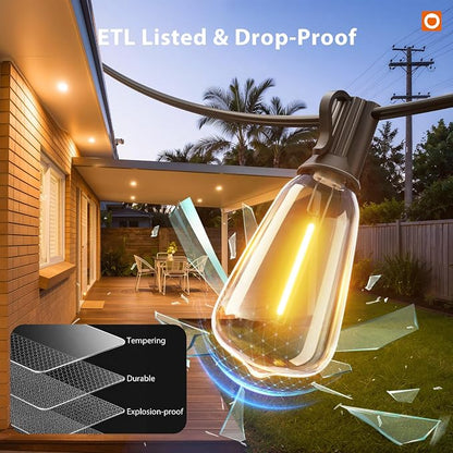 addlon 196FT Outdoor String Lights for Outside Waterproof Patio Lights with Plastic ST38 LED Edison Bulbs Outdoor Lighting Extra Long for Backyard Bistro Porch Garden Pergola Party Decor