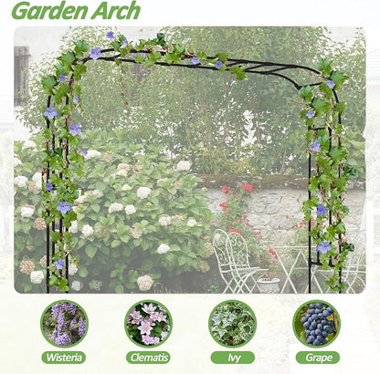 Thickened Metal Garden Arch-126(L)*94.5"(H),Garden Trellis for Climbing Plants Outdoor, Heavy Duty RustProof Iron Arbor Archway for Backyard, Patio, Lawn and Wedding Decorations(20MM Pipe)
