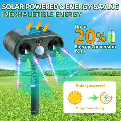 2026 Sonic Fortress Pro Deer Repellent Devices, IP65 Racoon Repellent Outdoor Squirrel Fortress Pro Animal Repeller Cat Deterrent with Motion Sensor to Scare Rabbit Bear Dog Out of Garden Yard(4Pack)