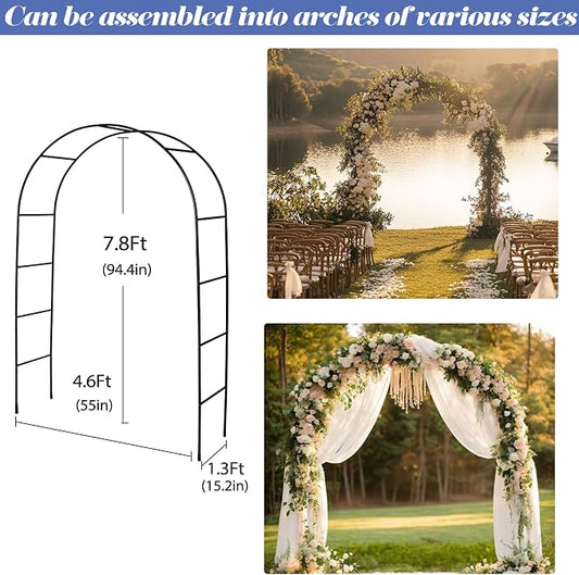 Garden Arch Trellis for Climbing Plants Outdoor - 4.6 * 7.8Ft, 100% Metal Sturdy Garden Arbor with Rust-Proof Coating, Garden Arch for Climbing Plants, Party Wedding Arch Decoration