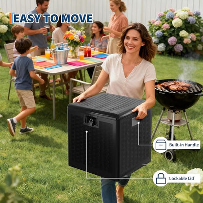 IDEALHOUSE 28 Gallon Resin Deck Box, Weatherproof and UV Resistant Outdoor Storage Box, Lockable Outdoor Storage Bin for Patio Cushions, Garden Tools, Pool Supplies, Package Delivery